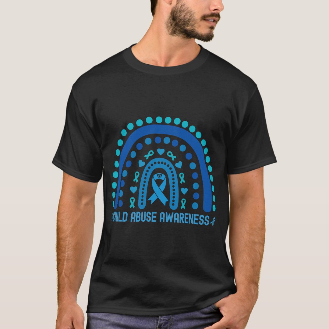 National Child Abuse Prevention Month Rainbow Printed T-shirt